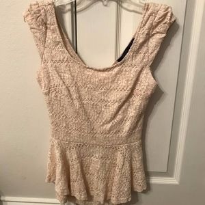 Off white/cream peplum top with open back